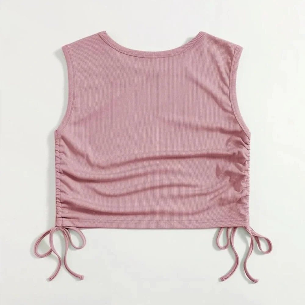 Plus Drawstring Side Rib-knit Tank Top - Picture 2 of 3